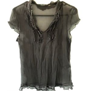 pleated mesh blouse shirt